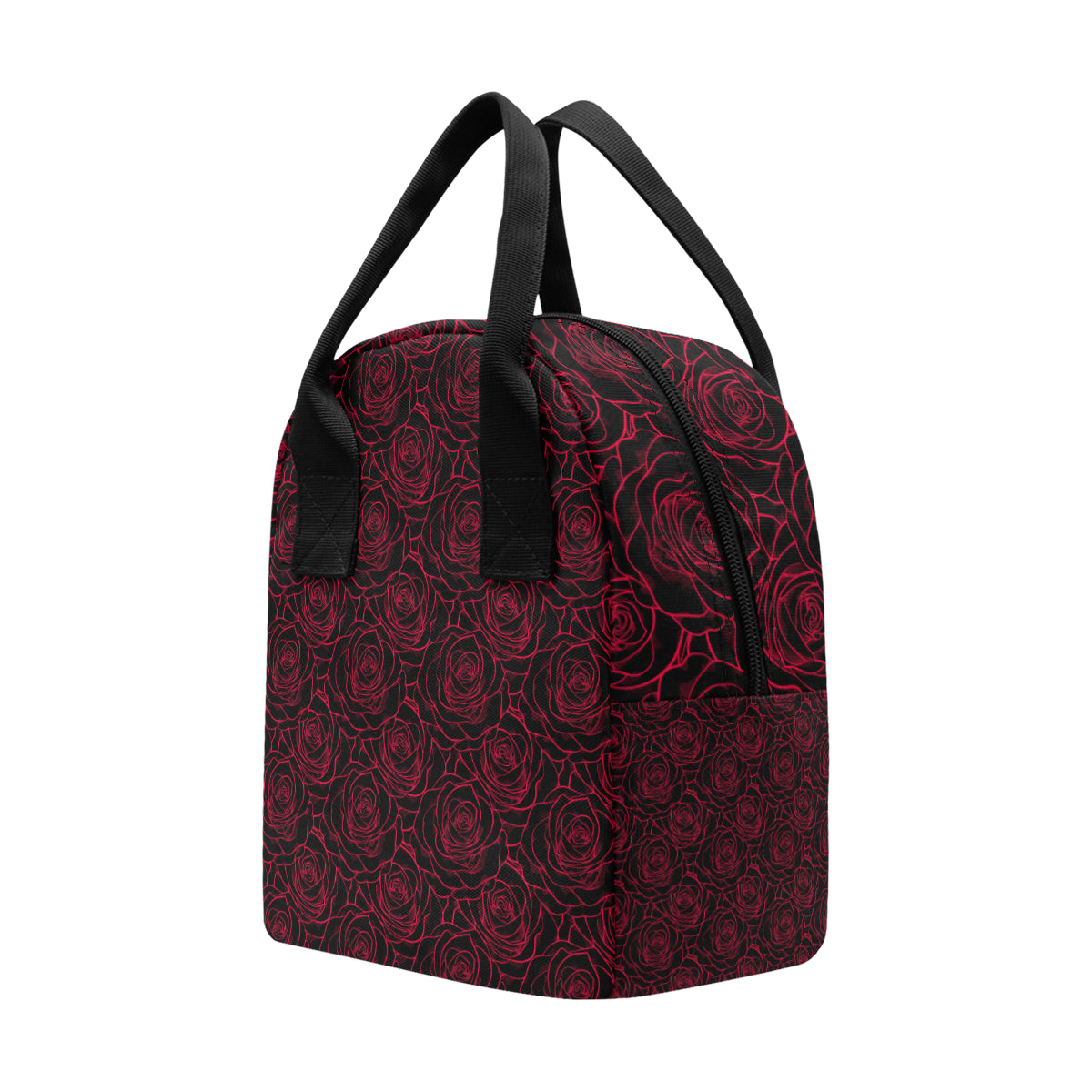 Red Rose Design Print Insulated Lunch Bag