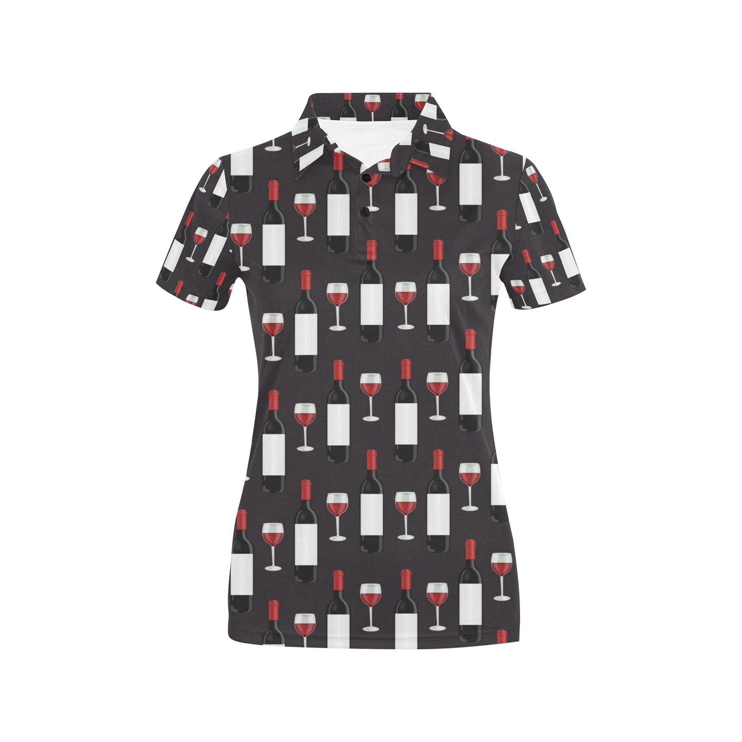 Wine Print Design LKS309 Women's Polo Shirt