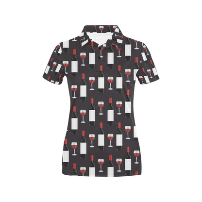 Wine Print Design LKS309 Women's Polo Shirt