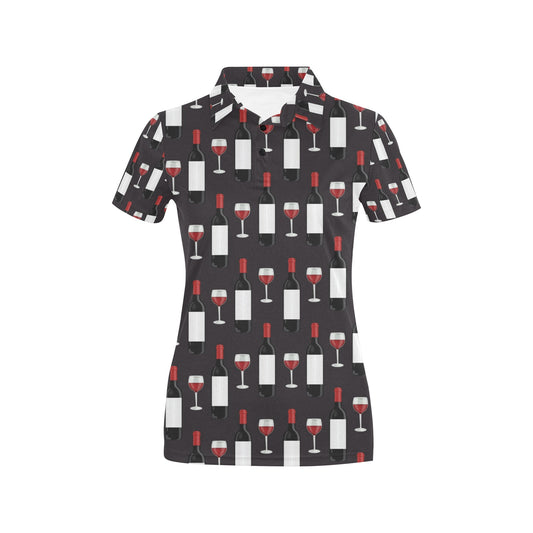 Wine Print Design LKS309 Women's Polo Shirt