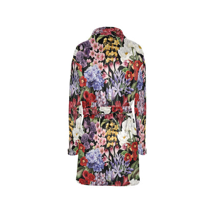 Summer Floral Pattern Print Design SF04 Women's Fleece Robe