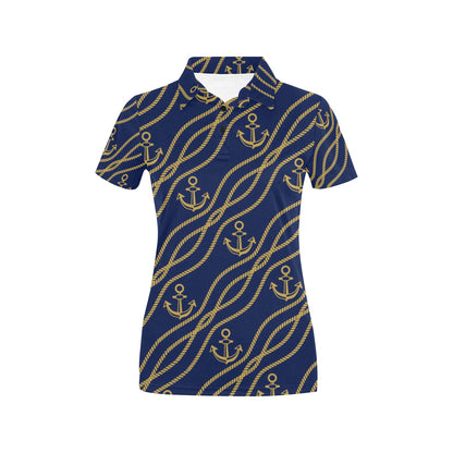 Nautical Anchor Rope Pattern Women's Polo Shirt