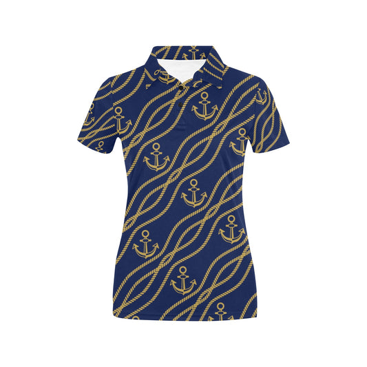 Nautical Anchor Rope Pattern Women's Polo Shirt