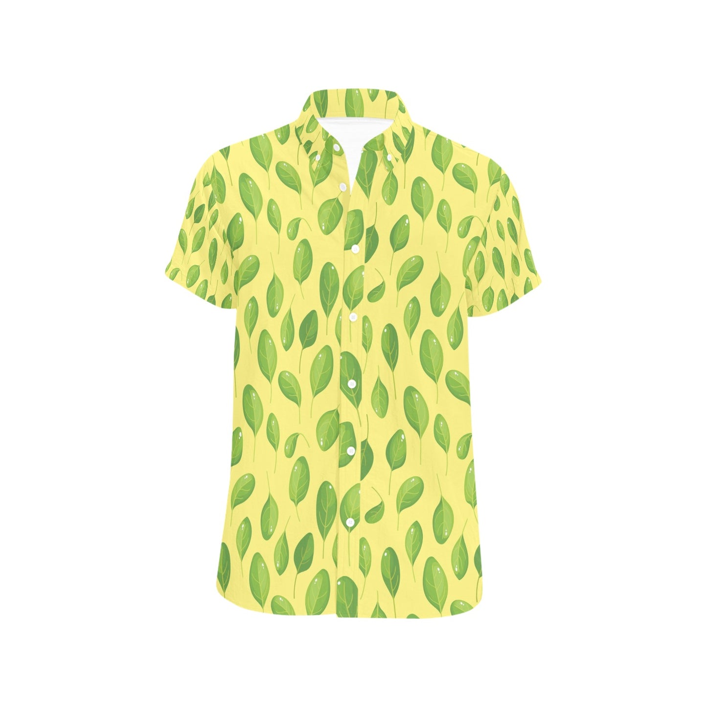 Spinach Print Design LKS302 Men Short Sleeve Button Up Shirt