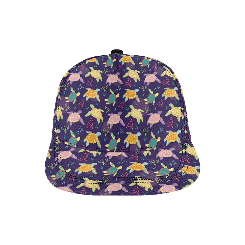 Sea Turtle Color Smile Snapback Cap