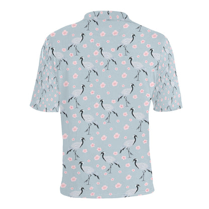 Sakura Bird Print Design LKS304 Men Polo Shirt