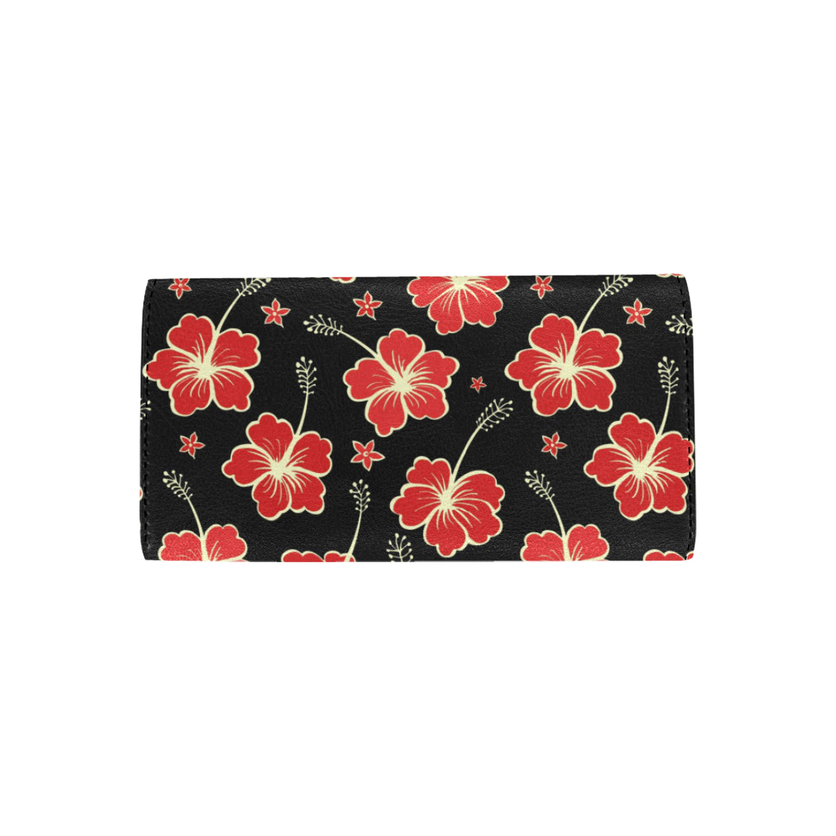 Red Hibiscus Pattern Print Design HB021 Women's Trifold Wallet