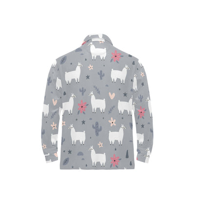Llama Pattern Print Design 010 Long Sleeve Polo Shirt For Men's