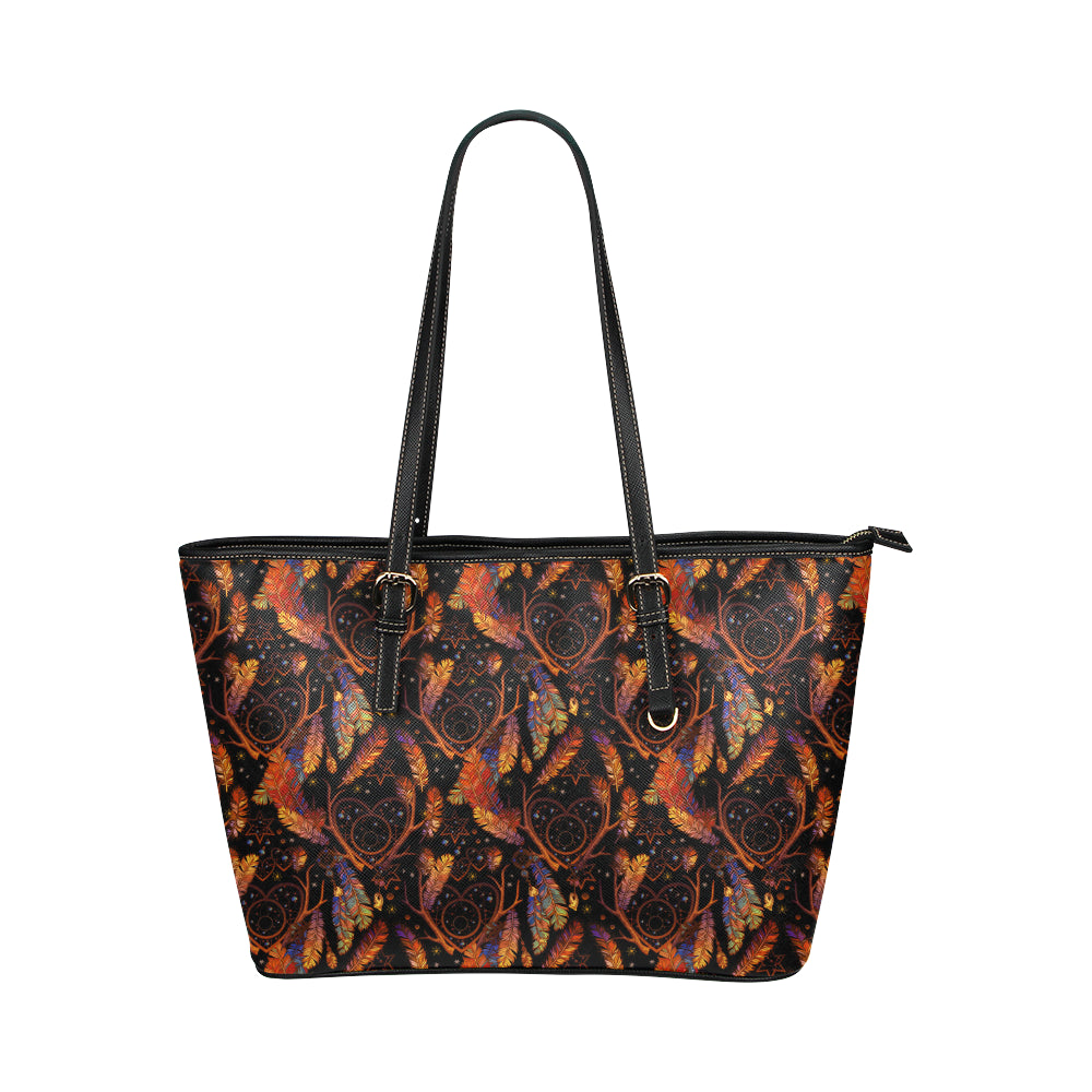 Dream Catcher Native American Design Leather Tote Bag