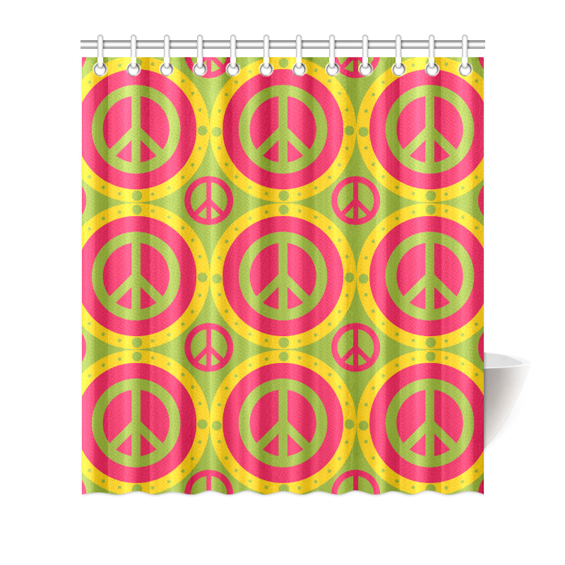 Peace Sign Pattern Print Design A01 Shower Curtain