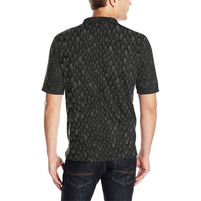 Snake Skin Black Print Men Polo Shirt
