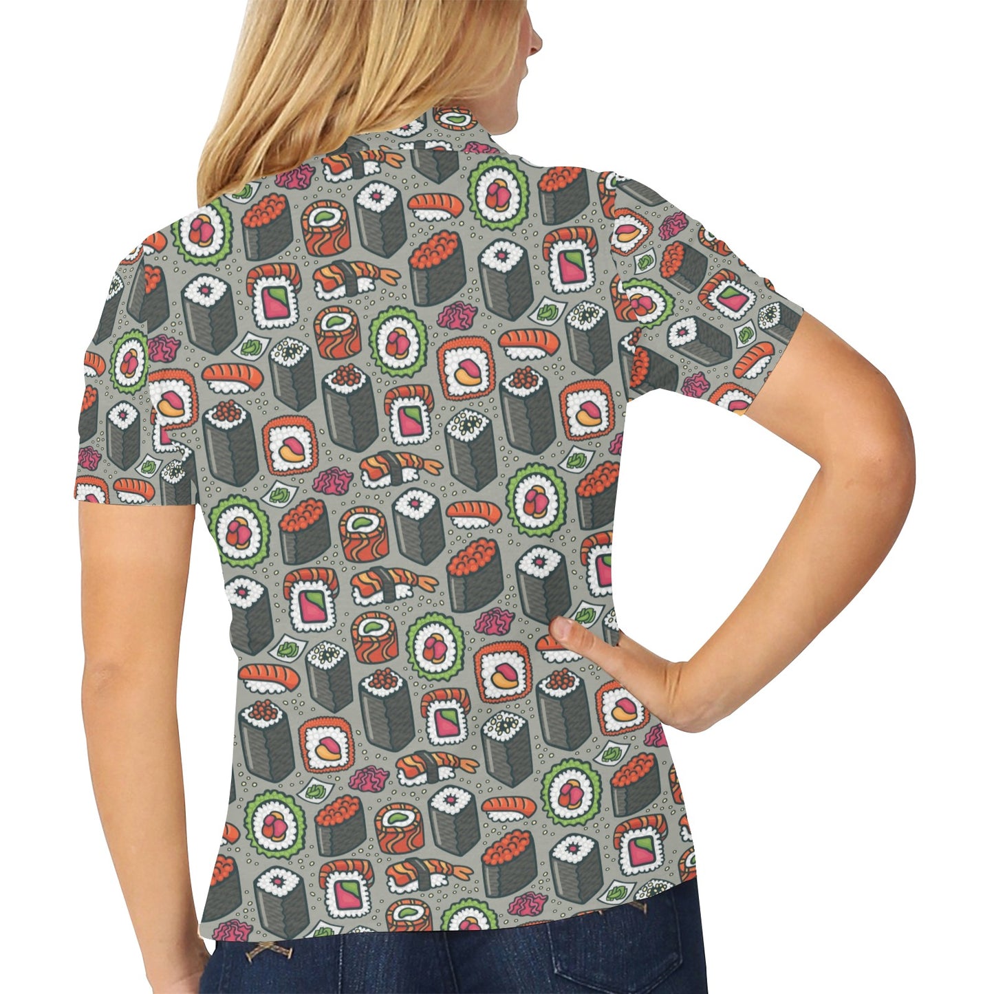 Sushi Print Design LKS301 Women's Polo Shirt