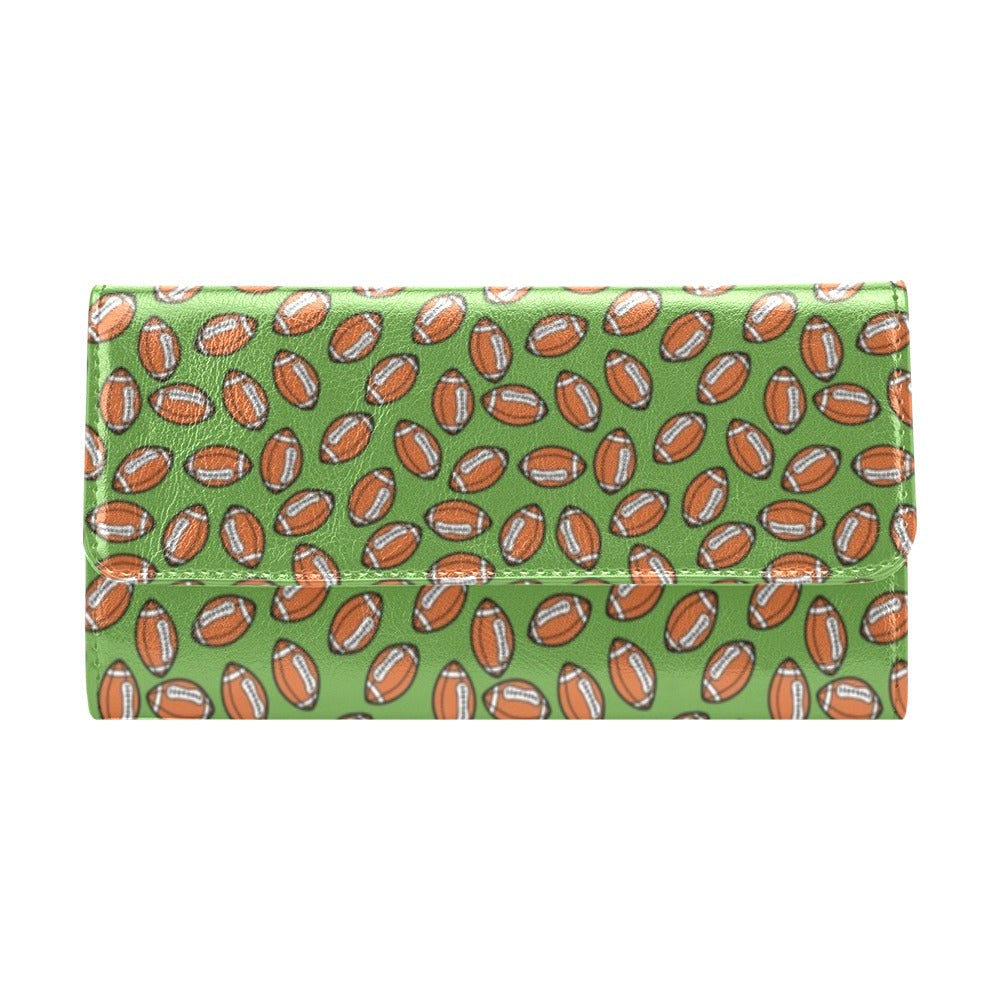 American Football on Green Design Women's Trifold Wallet