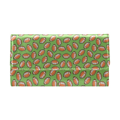 American Football on Green Design Women's Trifold Wallet