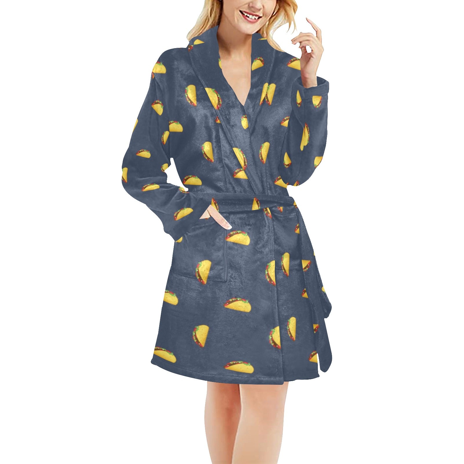 Taco Print Design LKS305 Women's Fleece Robe