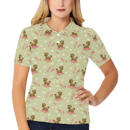 Yorkshire Cute Terriers Print Design LKS301 Women's Polo Shirt