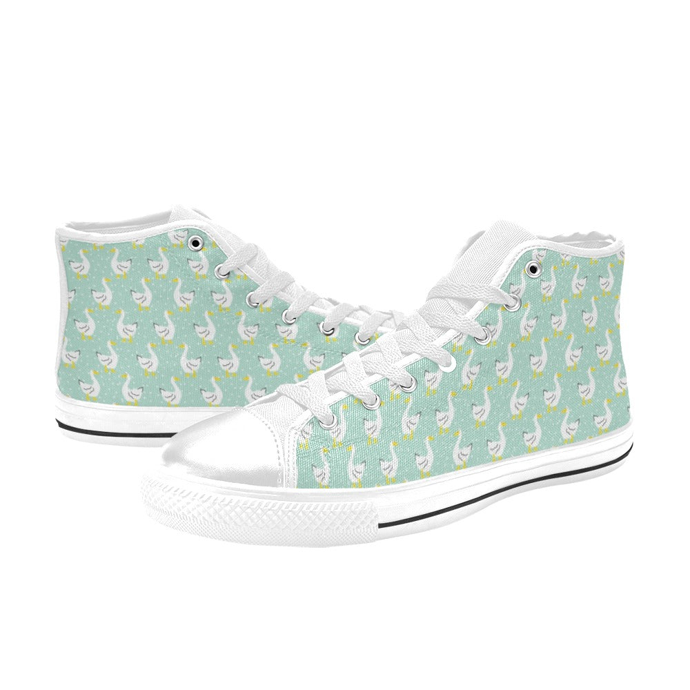 Goose Print Design LKS404 Men's High Top Canvas Shoes