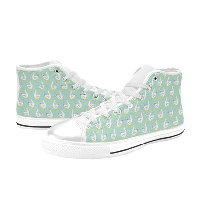 Goose Print Design LKS404 Men's High Top Canvas Shoes