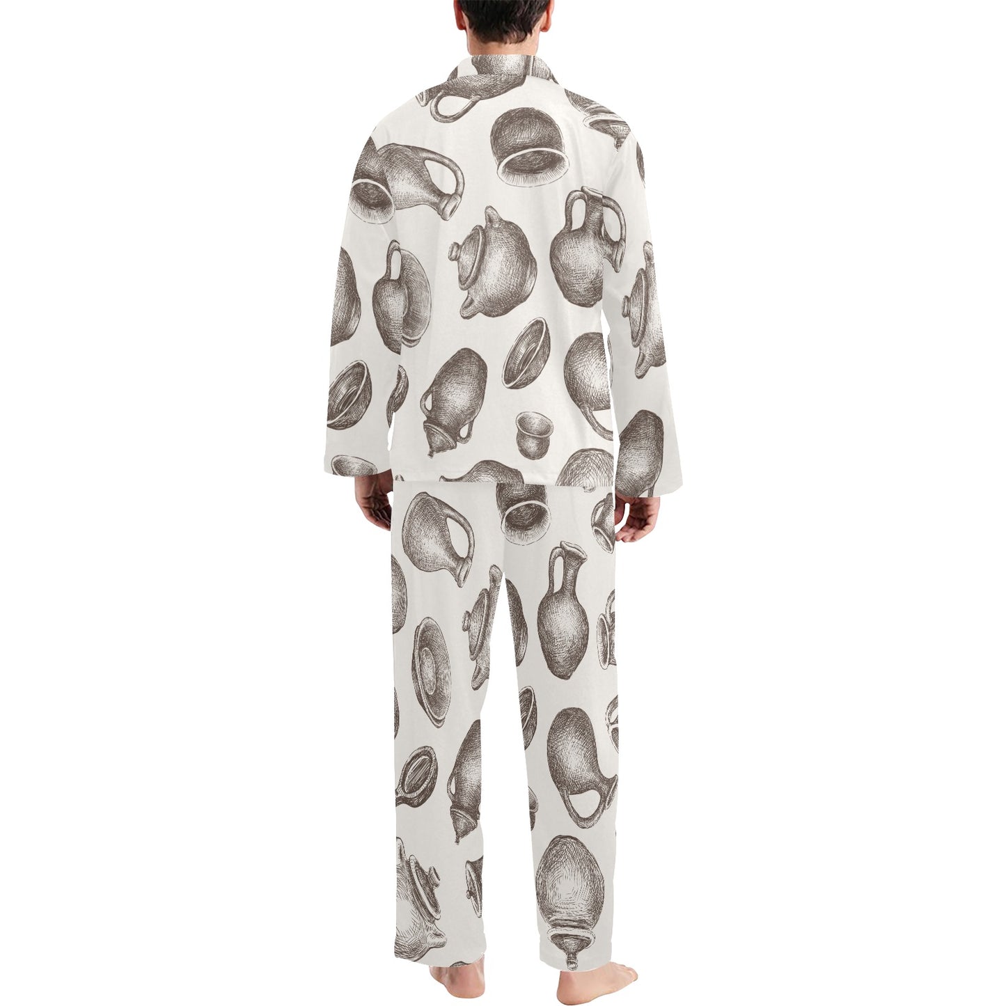 Pottery Pattern Print Design A01 Men's Long Pajama Set