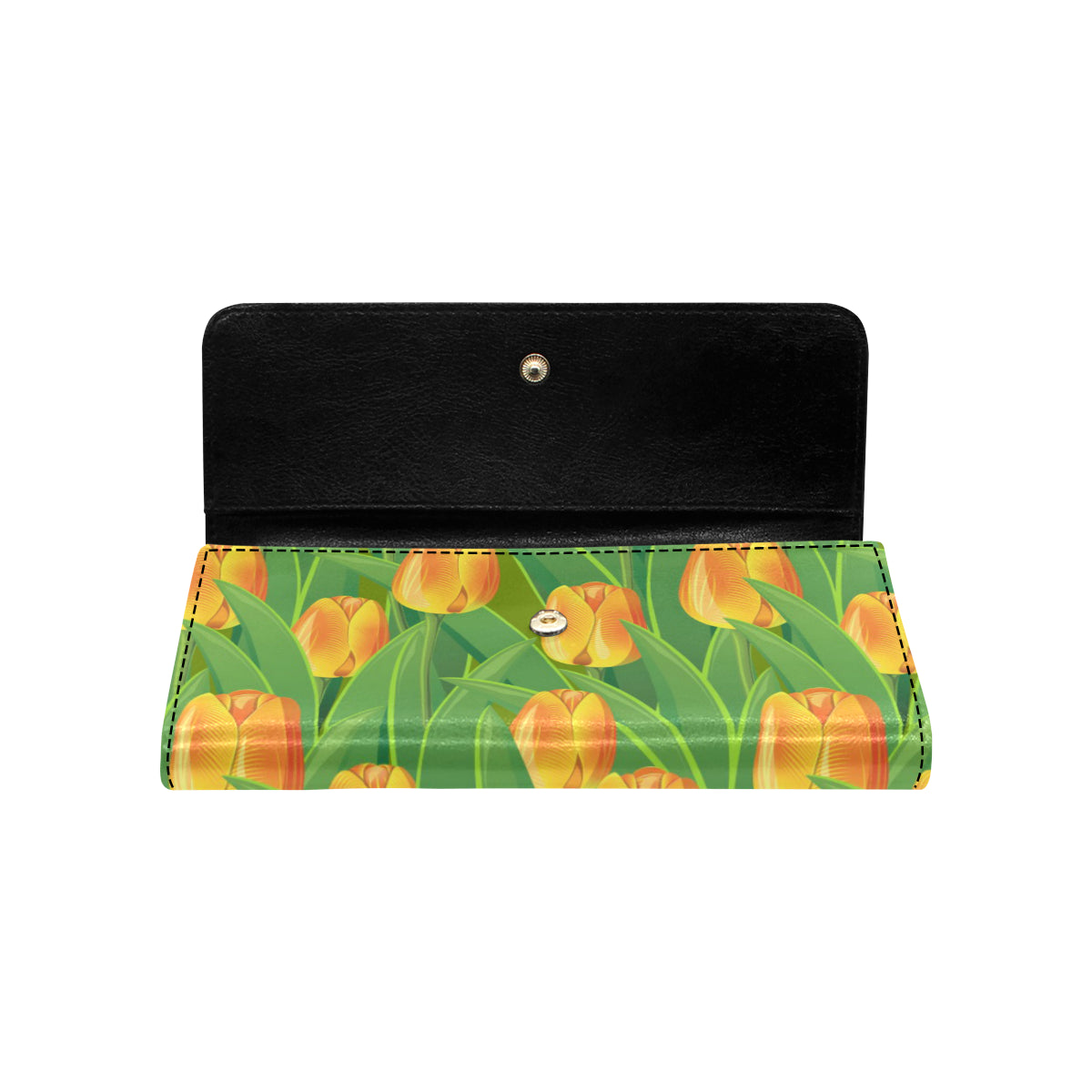 Tulip Orange Pattern Print Design TP07 Women's Trifold Wallet