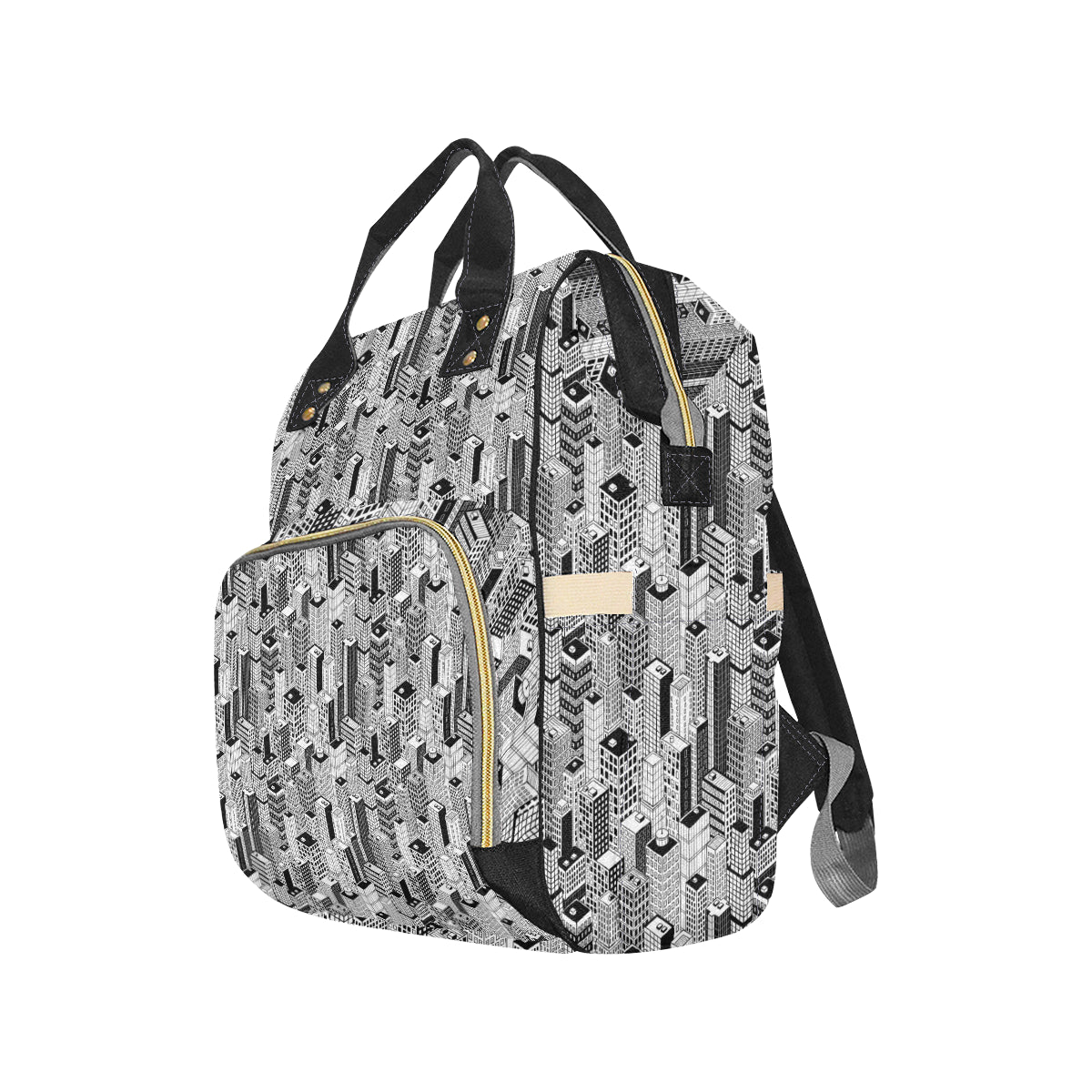 City  Pattern Print Design 02 Diaper Bag Backpack