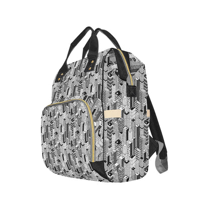 City  Pattern Print Design 02 Diaper Bag Backpack