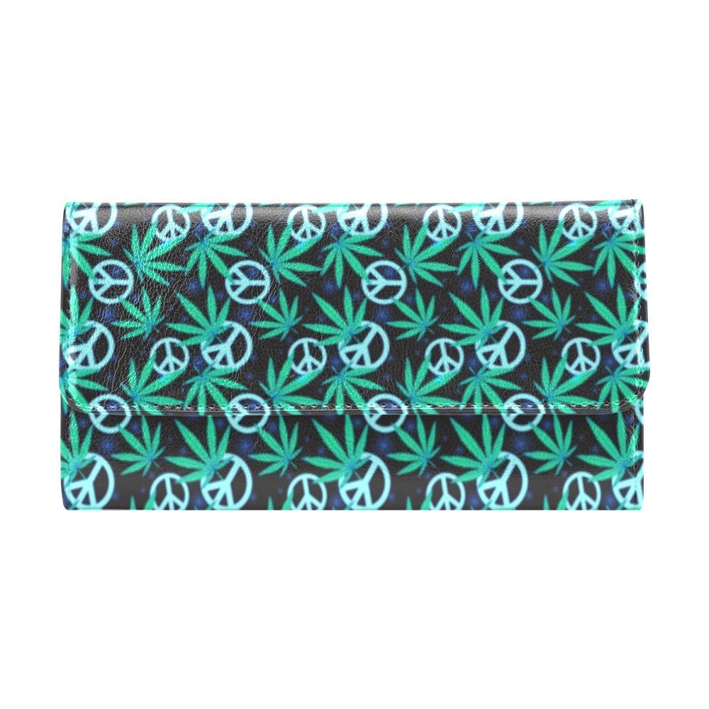 Peace Sign Themed Design Print Women's Trifold Wallet