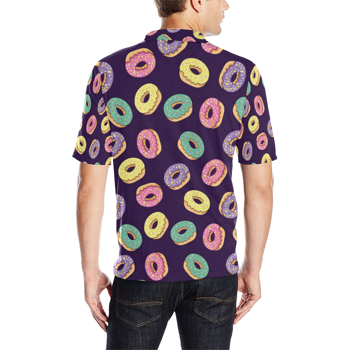 Donut Pattern Print Design DN08 Men Polo Shirt