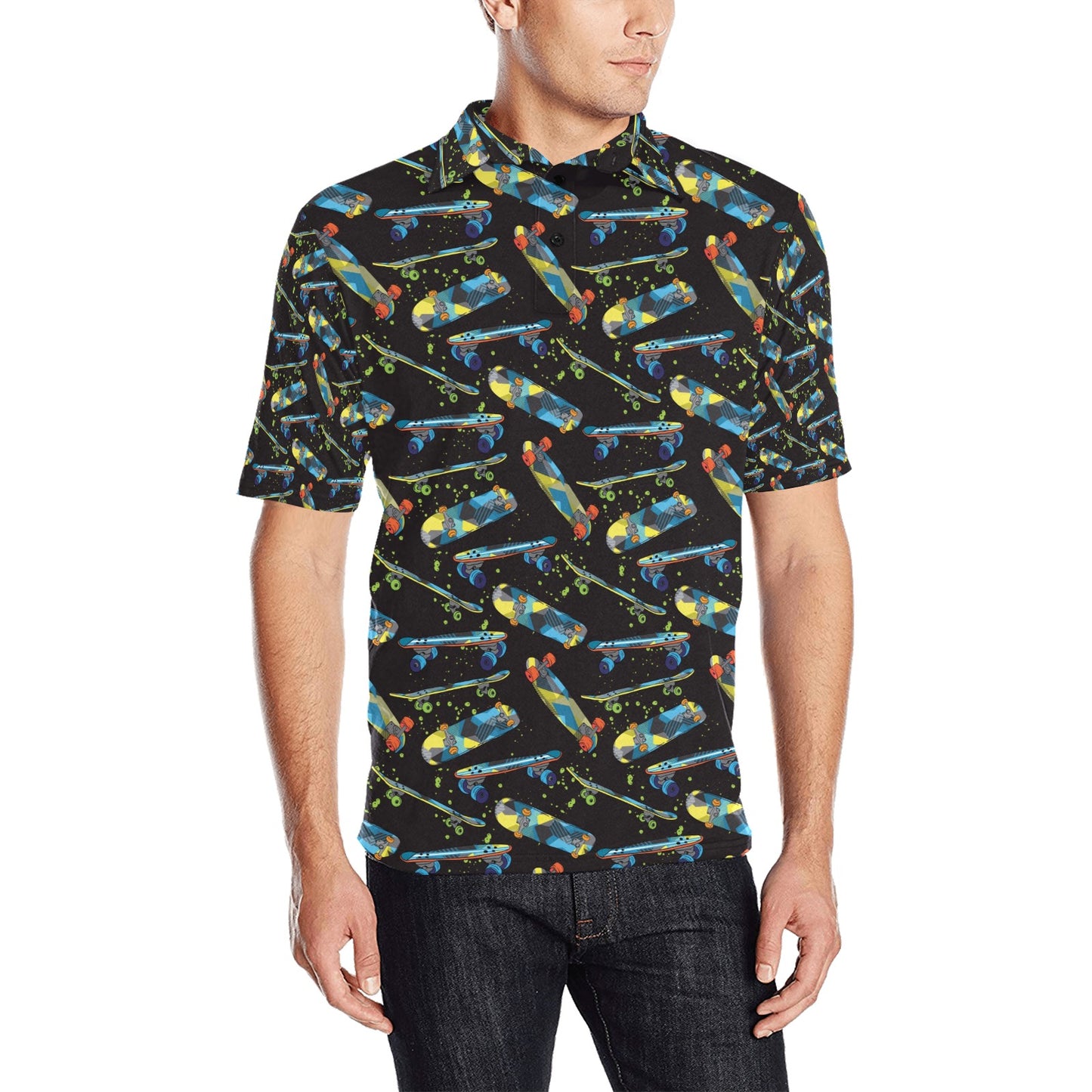 Skateboard Print Design LKS305 Men Polo Shirt