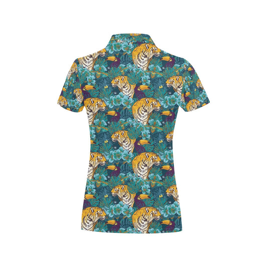 Tiger Tropical Print Design LKS301 Women's Polo Shirt