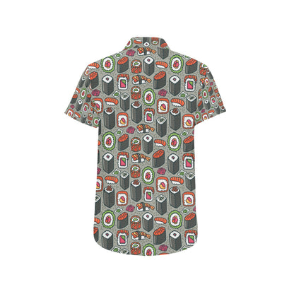 Sushi Print Design LKS301 Men Short Sleeve Button Up Shirt