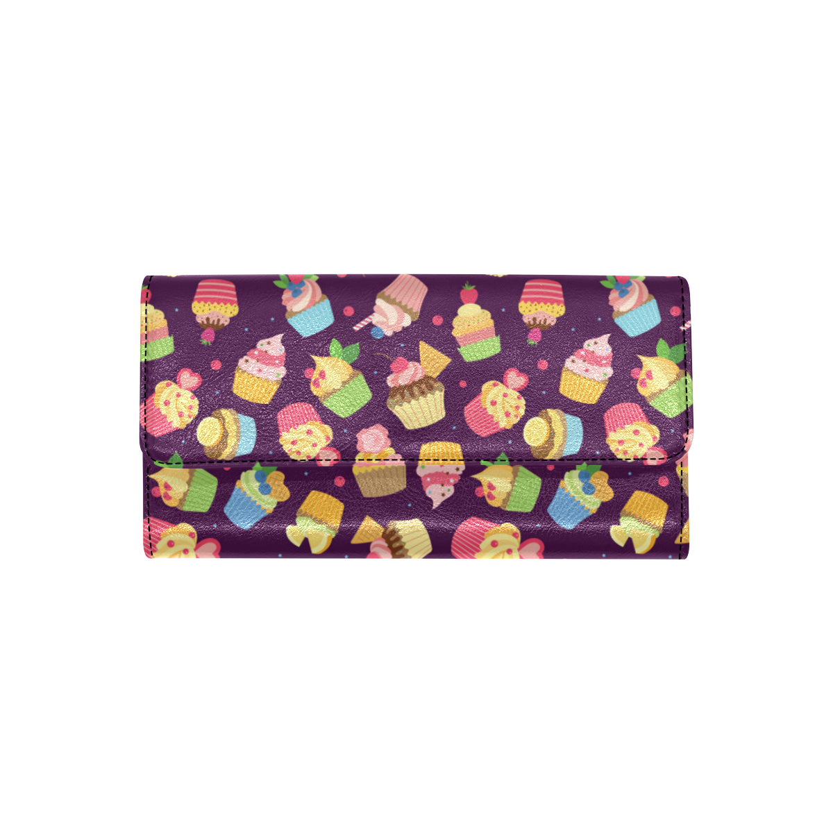 Cupcake Pattern Print Design 05 Women's Trifold Wallet