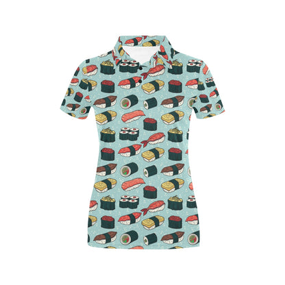 Sushi Pattern Design Women's Polo Shirt