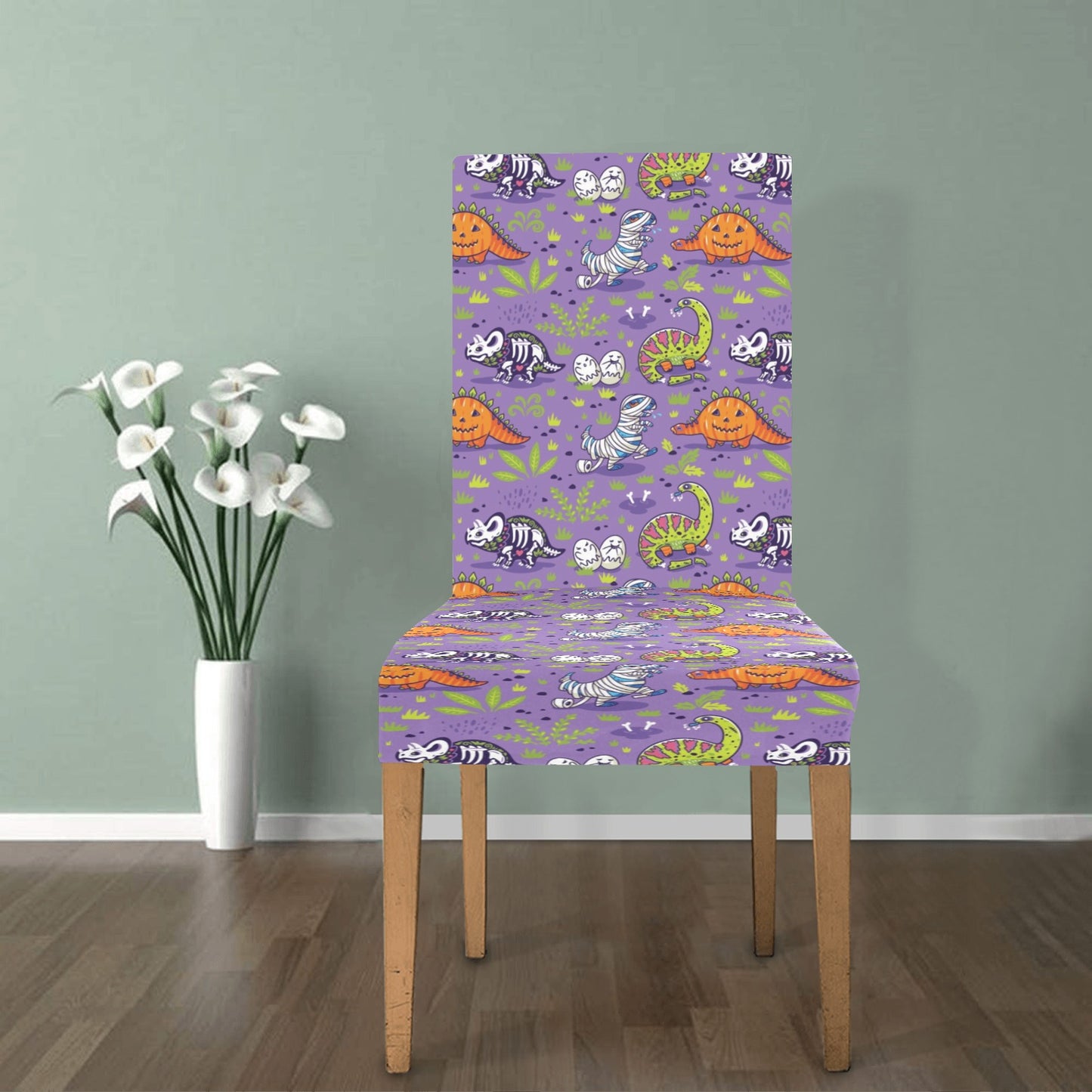 Zombie Dinosaur Print Design LKS302 Dining Chair Slipcover