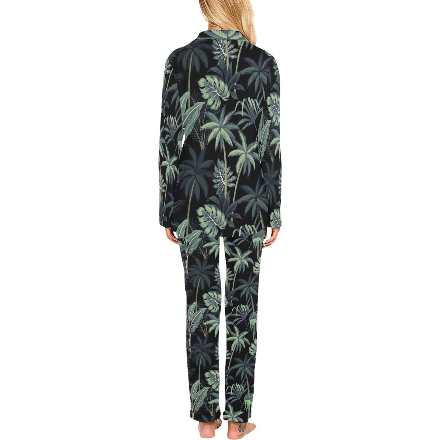 Rainforest Pattern Print Design RF02 Women's Long Pajama Set