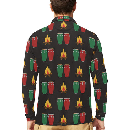 Conga Pattern Print Design 01 Long Sleeve Polo Shirt For Men's