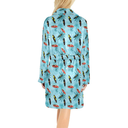 Surfboard Themed Pattern Women's Fleece Robe