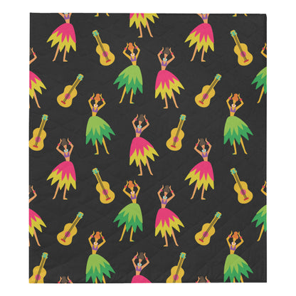 Hula Dancers Hawaiian Girl Pattern Print Design 03 Premium Quilt