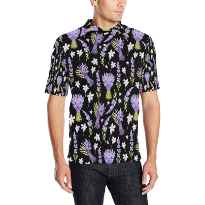 Lavender Pattern Print Design LV04 Men Polo Shirt