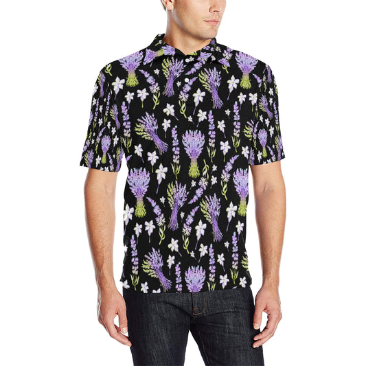 Lavender Pattern Print Design LV04 Men Polo Shirt