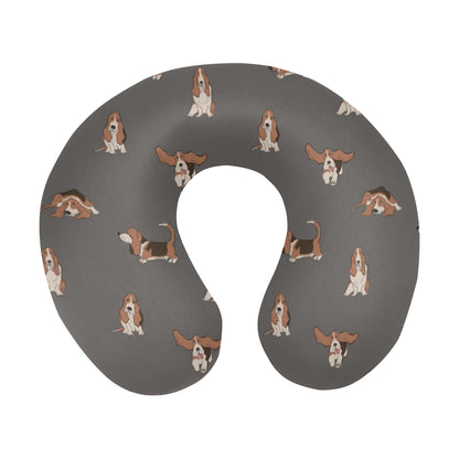 Basset Hound Pattern Print Design 03 U-Shaped Travel Neck Pillow