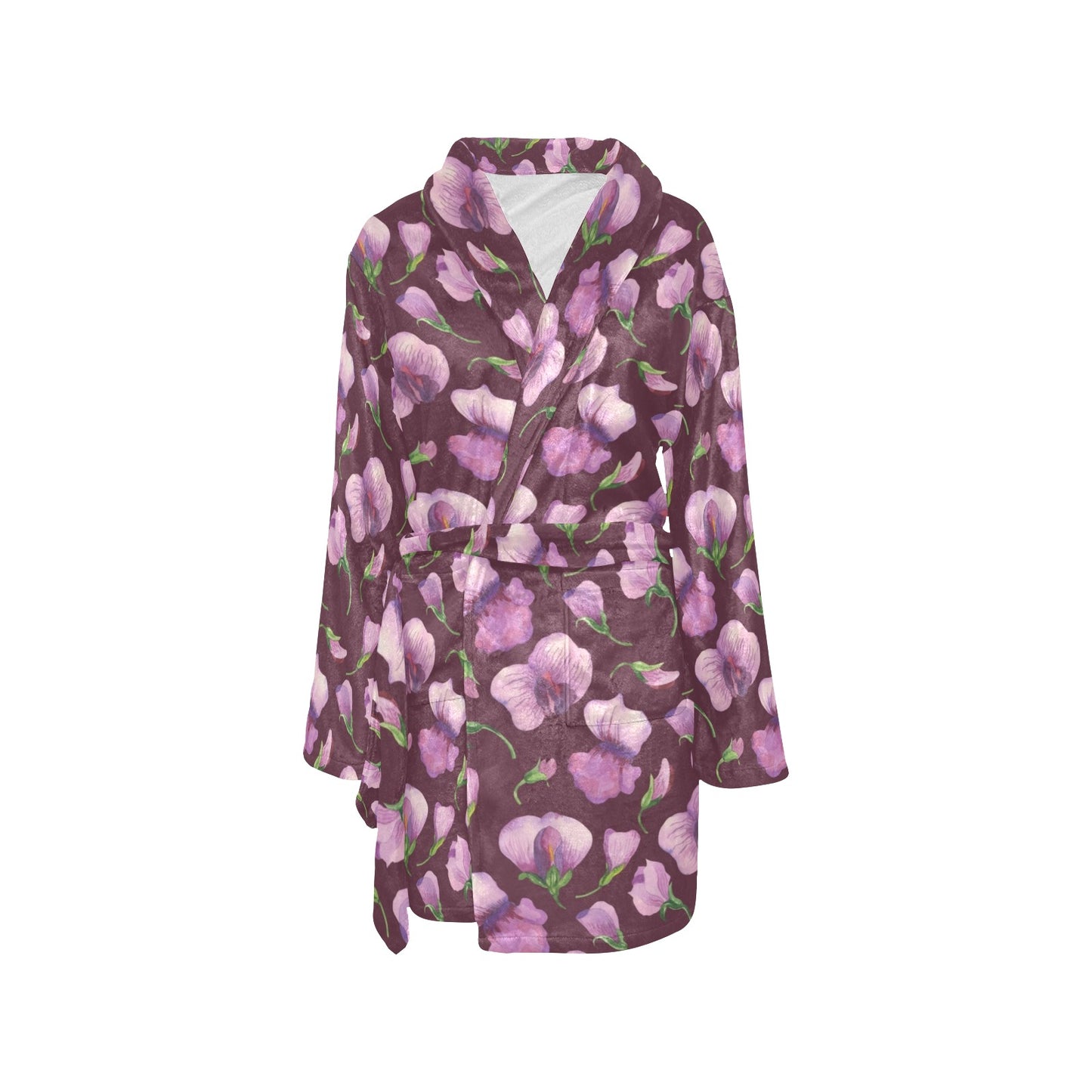 Peony Pattern Print Design PE010 Women's Fleece Robe