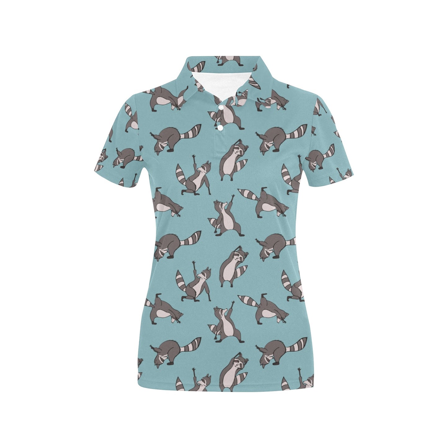 Raccoon Pattern Print Design A07 Women's Polo Shirt