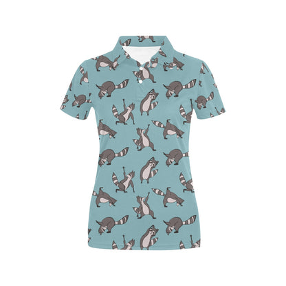 Raccoon Pattern Print Design A07 Women's Polo Shirt