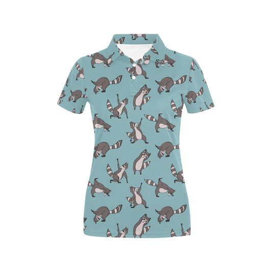 Raccoon Pattern Print Design A07 Women's Polo Shirt