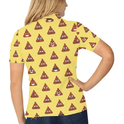 Emoji Poop Print Pattern Women's Polo Shirt