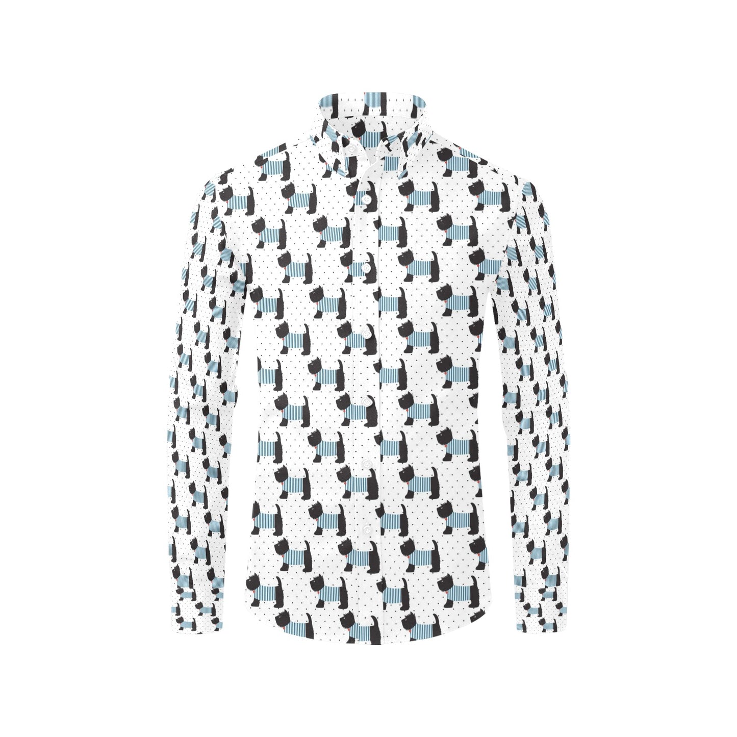 Scottish Terriers Print Design LKS3012 Men's Long Sleeve Dress Shirt
