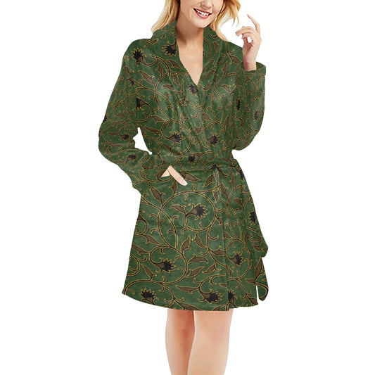 Brocade Pattern Print Design 02 Women's Fleece Robe