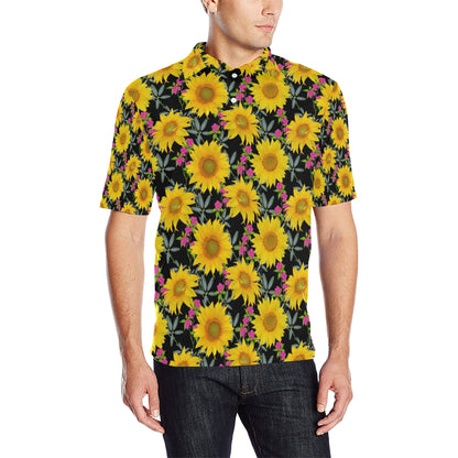 Sunflower Pattern Print Design SF014 Men Polo Shirt