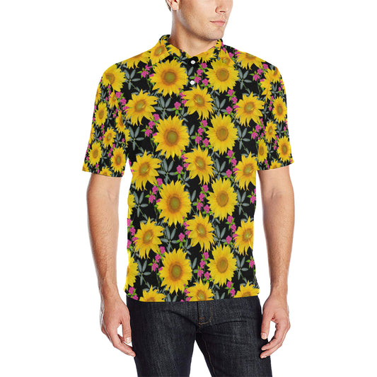 Sunflower Pattern Print Design SF014 Men Polo Shirt